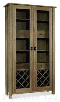 Bentley Designs Callista Smoky Oak Display Cabinet with Wine Rack
