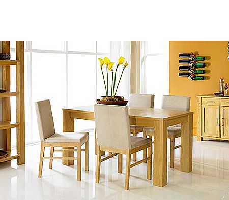 Bentley Designs Cuba Oak Rectangular Dining Set with Upholstered