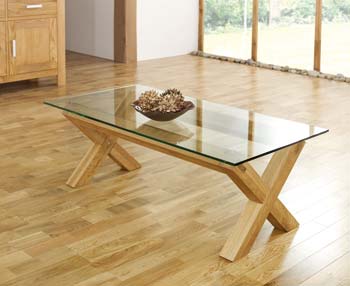 Lyon Oak Glass Coffee Table