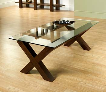 Bentley Designs Lyon Walnut Glass Coffee Table