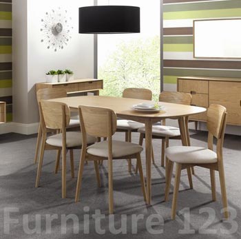 Orbit Dining Set with 6 Veneer Back Chairs