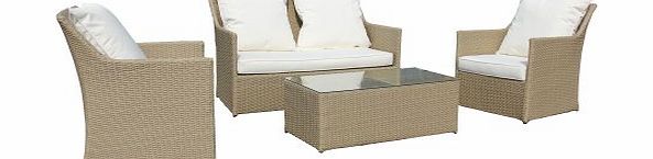 Bentley Garden  PREMIUM RATTAN 4PC INDOOR CONSERVATORY LOUNGE SET - LIGHT BROWN