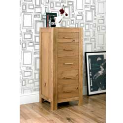 Lyon Oak Tall 5 Drawer Chest