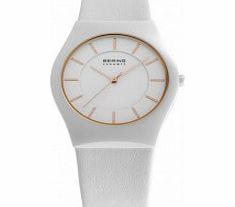 Bering Time Ceramic White Calfskin Watch