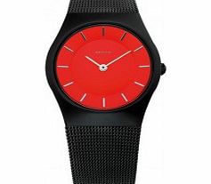 Bering Time Red Black Mesh Watch