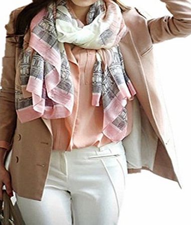 BetterMore Vintage Womens Boho Print Soft Scarf Long Large Wrap Shawl Pashmina Stole Scarves (Pink Print)