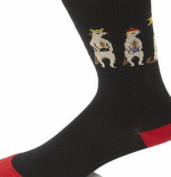 Bhs 1 Pack Wise Men Meerkat Sock, Black BR61N15FBLK