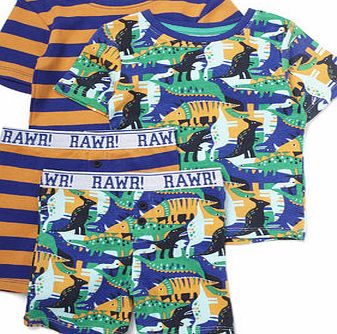 Bhs 2 Pack Boys Dinosaur Design Shortie Pyjamas,