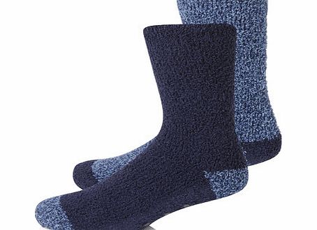 Bhs 2 Pack Cosy Socks, MID BLUE BR61N24FBLU