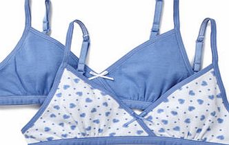 Bhs 2 Pack Girls Heart Design Soft Bra, blue