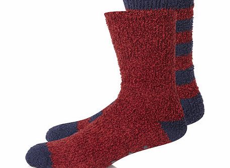 Bhs 2 Pack Multi Stripe Cosy Socks, Red BR61N24FBUR
