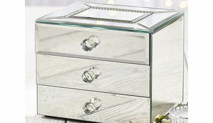 Bhs 3 Drawer mirrored jewellery box, silver