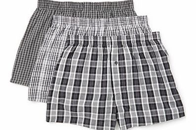 3 Pack Black Check Woven Boxers, Black BR60W01EBLK