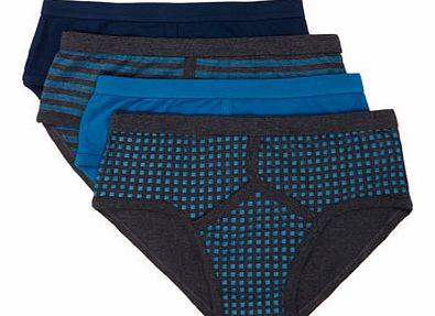 Bhs 4 Pack Stripe Briefs, Teal BR60B01EBLU
