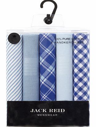 Bhs 5 Pack Mixed Design Hankies, Blue BR63K08CBLU