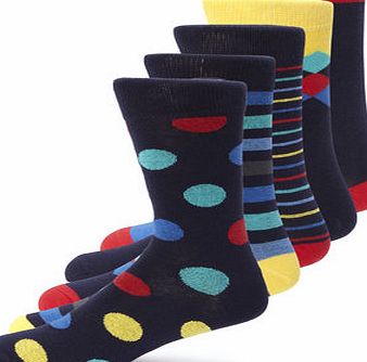 Bhs 5 Pack Mixed Design Socks, Blue BR61D03GBLU