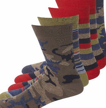 Bhs 5 Packk Camouflage Design Socks, Green BR61D05GGRN