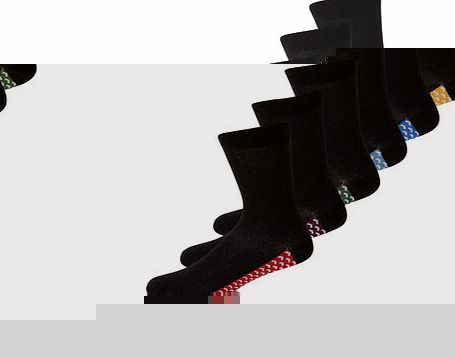Bhs 7 Pack Black Patterned Footbed Socks, Black