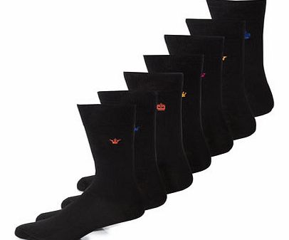 Bhs 7 Pack Embroidery Fresher Feet Socks, Black
