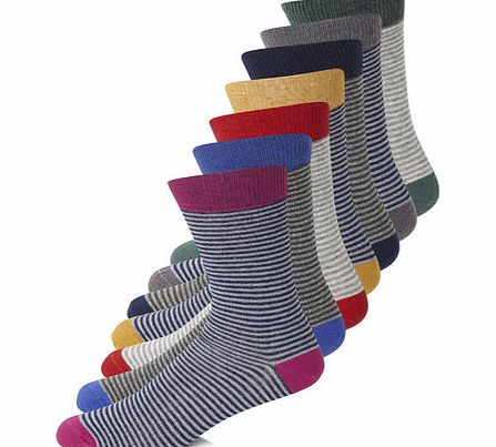 Bhs 7Pack Fine Stripe Heel and Toe, Grey BR61F24FGRY