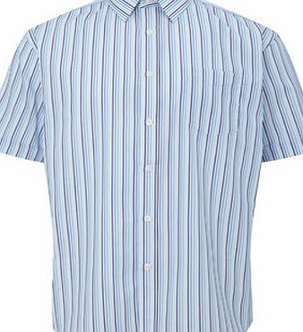 Bhs Aqua Blue Multi Stripe Short Sleeve Regular Fit