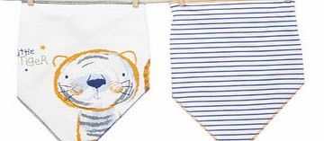 Bhs Baby Boys 2 Pack Tiger Dribble Bibs, blue