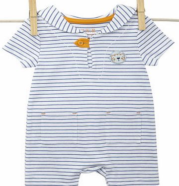 Bhs Baby Boys Blue Striped Sailor Romper, blue