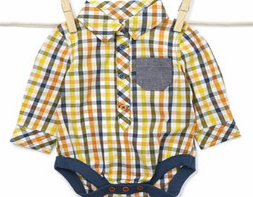 Bhs Baby Boys Checked Long Sleeved Bodysuit, multi