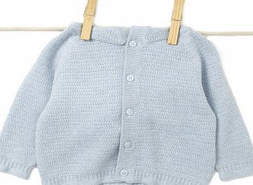 Bhs Baby Boys Pale Blue Knitted Hooded Cardigan,