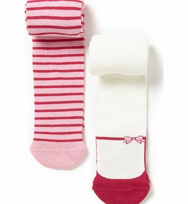 Bhs Baby Girl 2 Pack Ballerina Toe Tights, pink