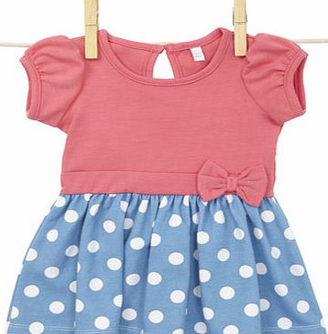 Bhs Baby Girls Short Sleeved Polka Dot Dress, pink