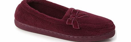 Bhs Berry Velvet Bow Closed Back Slippers, berry