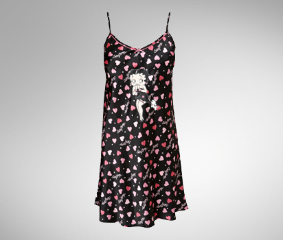 Betty Boopandreg; heart print satin chemise