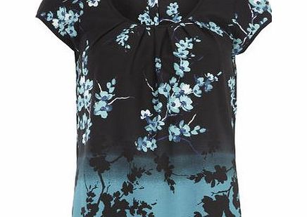 Bhs Billie Black Label Teal Oriental Foil Top,