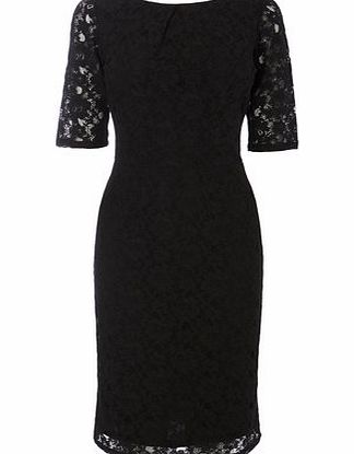 Bhs Black 1/2 Sleeve V Back Dress, black 8616568513