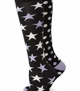 Bhs Black 2 Pack of Knee High Welly Socks, black
