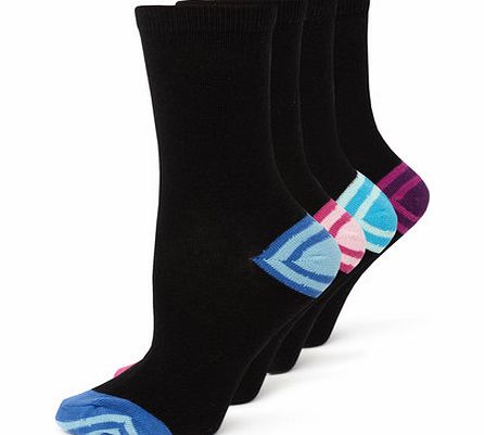 Bhs Black 4 Pack of Coloured Heel and Toe Ankle High