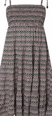 Bhs Black And Coral Diamond Print Smock Dress,