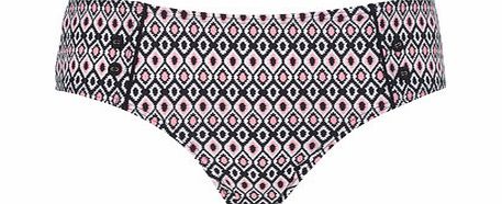 Bhs Black And Coral Tribal Diamond Bikini Bottom,