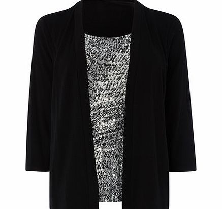 Bhs Black And Grey Snake Print Sequinned 2 in 1