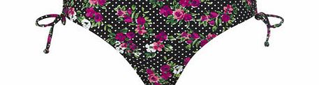 Bhs Black And Magenta Great Value Floral Spot Bikini