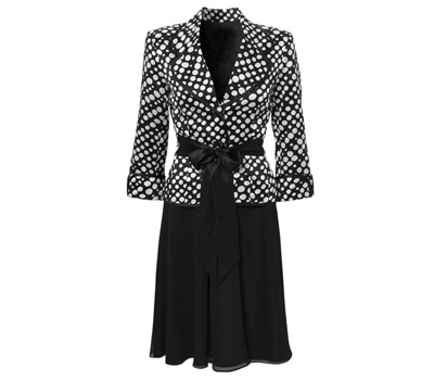 Black and white polka dot suit