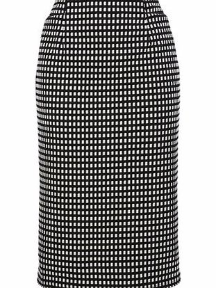 Bhs Black and White Textured Check Skirt,