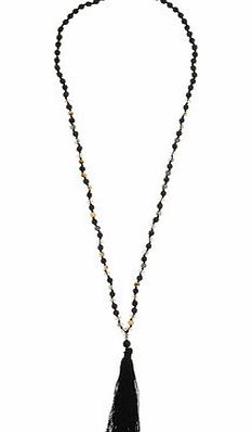 Bhs Black Bead And Tassel Necklace, black 12177378513