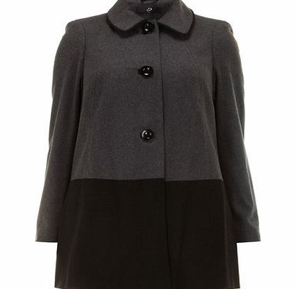 Bhs Black Button Swing Coat, black 12610558513
