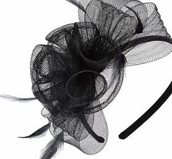 Bhs Black Crin RoseHeadband Fascinator, black
