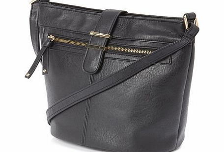 Bhs Black Double Bar Shoulder Cross Body Bag, black