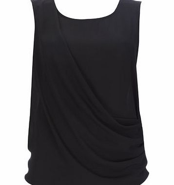 Bhs Black Drape Side Top, black 12034308513