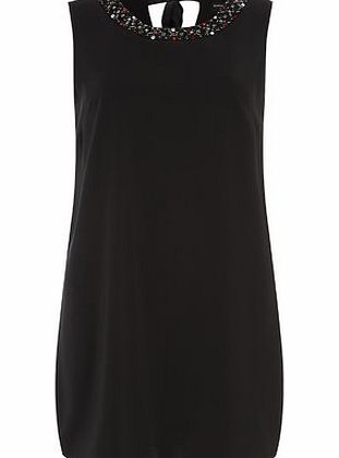 Bhs Black Embellished Neck Tunic, black 19129838513
