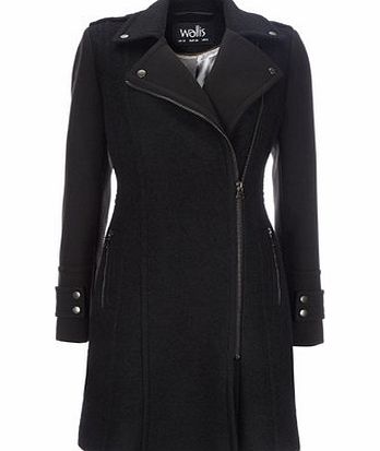 Bhs Black Fabric Mixing Biker, black 12032348513